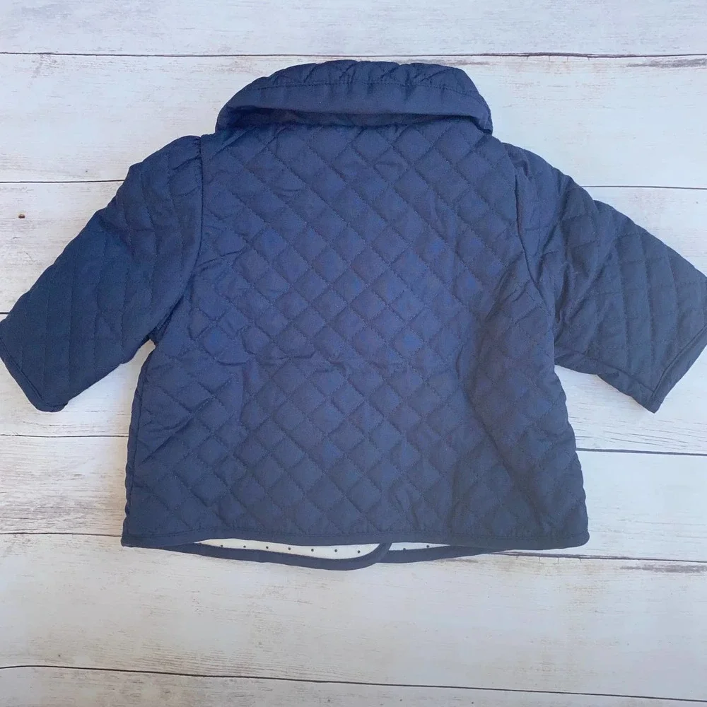 Gymboree Quilted Infant Jacket in Navy with Polka-Dot Lining (0-3 Months)